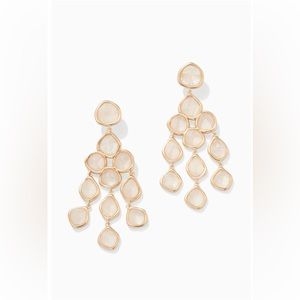 Stella & Dot “Crystal chandelier earrings” in gold.